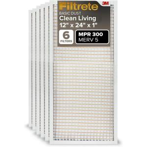 imageFiltrete 14x14x1 AC Furnace Air Filter MERV 5 MPR 300 Capture Unwanted Particles 3Month Pleated 1Inch Electrostatic Air Cleaning Filter 6Pack Actual Size1381x1381x081 in12 x 24 x 1