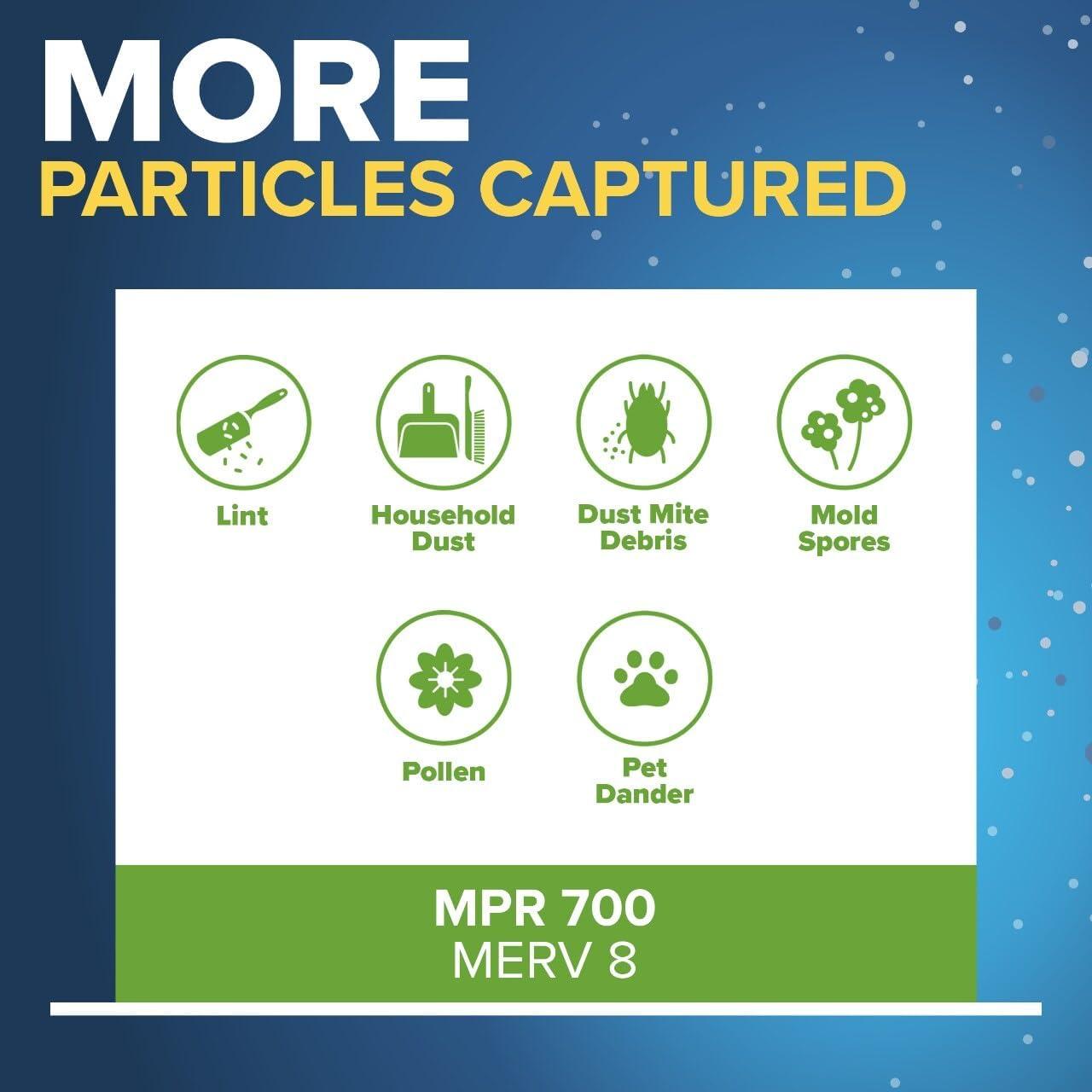 imageFiltrete 16x30x1 AC Furnace Air Filter MPR 700 MERV 8 Tough on Pollen Easy on Airflow 3Month Pleated 1Inch Electrostatic Air Cleaning Filter 4Pack Actual Size 1581 x 2981 x 081 in