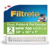 imageFiltrete 20x22x1 AC Furnace Air Filter MPR 700 MERV 8 Tough on Pollen Easy on Airflow 3Month Pleated 1Inch Electrostatic Air Cleaning Filter 2Pack Actual Size 1981 x 2181 x 081 in30x30x1