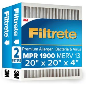 imageFiltrete 16x25x5 SlimFit AC Furnace Air Filter MERV 13 MPR 1900 Premium Allergen Bacteria ampamp Virus Electrostatic Air Cleaning Filter 2Pack Actual Size 1563x2474x431 in20x20x4