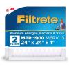 imageFiltrete 18x20x1 AC Furnace Air Filter MERV 13 MPR 1900 Premium Allergen Bacteria ampamp Virus Filter 3Month Pleated 1Inch Electrostatic Air Cleaning Filter 2Pack Actual Size 1781x1981x081 in24x24x1