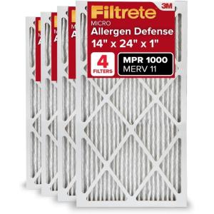 imageFiltrete 16x16x1 AC Furnace Air Filter MERV 11 MPR 1000 Micro Allergen Defense 3Month Pleated 1Inch Electrostatic Air Cleaning Filter 4Pack Actual Size 1581 x 1581 x 081 in14x24x1