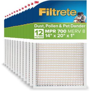 imageFiltrete 12x30x1 AC Furnace Air Filter MPR 700 MERV 8 Tough on Pollen Easy on Airflow 3Month Pleated 1Inch Electrostatic Air Cleaning Filter 12Pack Actual Size 1181 x 2981 x 081 in14x20x1
