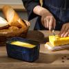 imageCeramic Butter Dish Keeper Container  Vicrays Porcelain Airtight Lid Butter Container with Knife for Countertop  Large Butter Keeper Crock for West or East Coast Butter  Blue