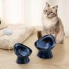 imageVicrays Ceramic Cat Bowl Set  Cat Food Feeding Bowls for Indoor Cats Whisker Friendly Cute Cat Dish Cat Plates Microwave Dishwasher Safe 2 Pack 11 oz 64 inch Blue