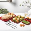 imageVicrays Ceramic Rectangle Serving Platters  14quot 12quot 10quot Porcelain Serving Trays Plates for Party BBQ Appetizers Sushi Dessert  Microwave Oven and Dishwasher Safe  Set of 3 RedRed