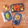 imageVicrays Ceramic Rectangle Serving Platters  14quot 12quot 10quot Porcelain Serving Trays Plates for Party BBQ Appetizers Sushi Dessert  Microwave Oven and Dishwasher Safe  Set of 3 RedBlue