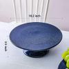 imageVicrays Ceramic Round Cake Stand  Porcelain 10 Inch Pedestal Pastry Serving Tray for Snacks Desserts Cookies Cupcakes  Ideal for Birthdays Easter Christmas Wedding Home Decor  Reactive Glaze Blue