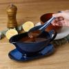 imageVicrays Gravy Boat with Saucer  Large 17oz Ceramic Sauce Boat with Tray Set of 2 for Turkey Salad Dressings Creamer Milk Broth  Thanksgiving Christmas Holiday Serving Dishes  Blue