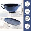 imageVicrays Gravy Boat with Saucer  Large 17oz Ceramic Sauce Boat with Tray Set of 2 for Turkey Salad Dressings Creamer Milk Broth  Thanksgiving Christmas Holiday Serving Dishes  Blue