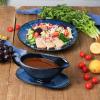 imageVicrays Gravy Boat with Saucer  Large 17oz Ceramic Sauce Boat with Tray Set of 2 for Turkey Salad Dressings Creamer Milk Broth  Thanksgiving Christmas Holiday Serving Dishes  Blue