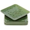 imagevicrays Ceramic Square Plates Set of 6  Large Porcelain 10 inch Dinner Plates for Steak Pasta Pizza  Microwave Oven and Dishwasher Safe  GreenGreen