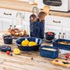 imagevicrays Ceramic Kitchen Utensil Holder  7quot Large Ceramic Farmhouse Kitchen Decor Cooking Organizer  Wooden Spoon Spatula Crock for Stove Top and Countertop  Starry Blue