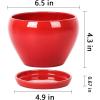 imagevicrays Ceramic Plant Pots Indoor  65 Inch Planter Pot with Drainage Hole and Saucer for Succulent Orchid Flower Herbs Cactus  Ideal for Gardening Home Desktop Office Decor  RedRed