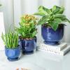 imagevicrays Ceramic Plant Pots Indoor  685543 Inch Planter Pot with Drainage Hole and Saucer for Succulent Orchid Flower Herbs Cactus  Gardening Home Desktop Office Decor  Set of 3 Blue