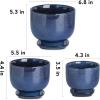 imagevicrays Ceramic Plant Pots Indoor  685543 Inch Planter Pot with Drainage Hole and Saucer for Succulent Orchid Flower Herbs Cactus  Gardening Home Desktop Office Decor  Set of 3 Blue