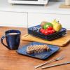 imagevicrays Ceramic Square Plates Set of 6  Large Porcelain 10 inch Dinner Plates for Steak Pasta Pizza  Microwave Oven and Dishwasher Safe  GreenBlue