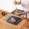 imagevicrays Ceramic Square Plates Set of 6  Large Porcelain 10 inch Dinner Plates for Steak Pasta Pizza  Microwave Oven and Dishwasher Safe  GreenBlue