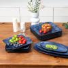 imagevicrays Ceramic Square Plates Set of 6  Large Porcelain 10 inch Dinner Plates for Steak Pasta Pizza  Microwave Oven and Dishwasher Safe  GreenBlue
