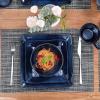 imagevicrays Ceramic Square Plates Set of 6  Large Porcelain 10 inch Dinner Plates for Steak Pasta Pizza  Microwave Oven and Dishwasher Safe  GreenBlue