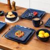 imagevicrays Ceramic Square Plates Set of 6  Large Porcelain 10 inch Dinner Plates for Steak Pasta Pizza  Microwave Oven and Dishwasher Safe  GreenBlue