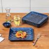 imagevicrays Ceramic Square Plates Set of 6  Large Porcelain 10 inch Dinner Plates for Steak Pasta Pizza  Microwave Oven and Dishwasher Safe  GreenBlue