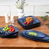 imagevicrays Ceramic Square Plates Set of 6  Large Porcelain 10 inch Dinner Plates for Steak Pasta Pizza  Microwave Oven and Dishwasher Safe  GreenBlue