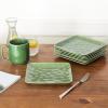imagevicrays Ceramic Square Plates Set of 6  Large Porcelain 10 inch Dinner Plates for Steak Pasta Pizza  Microwave Oven and Dishwasher Safe  GreenGreen