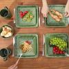 imagevicrays Ceramic Square Plates Set of 6  Large Porcelain 10 inch Dinner Plates for Steak Pasta Pizza  Microwave Oven and Dishwasher Safe  GreenGreen