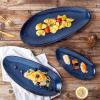 imagevicrays Large Oval Serving Platters 16quot14quot10quot Porcelain Serving Platters for Party BBQStackable Serving Trays Serving Plates for Appetizers Sushi Restaurant Dessert Set of 3 BlueBlue