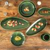 imagevicrays Large Oval Serving Platters 16quot14quot10quot Porcelain Serving Platters for Party BBQStackable Serving Trays Serving Plates for Appetizers Sushi Restaurant Dessert Set of 3 BlueGreen