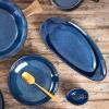imagevicrays Large Oval Serving Platters 16quot14quot10quot Porcelain Serving Platters for Party BBQStackable Serving Trays Serving Plates for Appetizers Sushi Restaurant Dessert Set of 3 BlueBlue