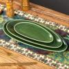 imagevicrays Large Oval Serving Platters 16quot14quot10quot Porcelain Serving Platters for Party BBQStackable Serving Trays Serving Plates for Appetizers Sushi Restaurant Dessert Set of 3 BlueGreen