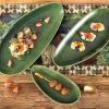 imagevicrays Large Oval Serving Platters 16quot14quot10quot Porcelain Serving Platters for Party BBQStackable Serving Trays Serving Plates for Appetizers Sushi Restaurant Dessert Set of 3 BlueGreen