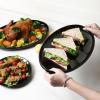 imagevicrays Serving Platter Ceramic Tray Plates Extra Large Oval 145 Inch Porcelain Dinner Plates Long Serving Dish Set Entertaining Party Restaurant Food Meat Sushi Fish Turkey PlatterBright Black