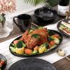 imagevicrays Serving Platter Ceramic Tray Plates Extra Large Oval 145 Inch Porcelain Dinner Plates Long Serving Dish Set Entertaining Party Restaurant Food Meat Sushi Fish Turkey PlatterBright Black