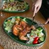 imagevicrays Serving Platter Ceramic Tray Plates Extra Large Oval 145 Inch Porcelain Dinner Plates Long Serving Dish Set Entertaining Party Restaurant Food Meat Sushi Fish Turkey PlatterGreen