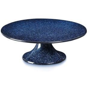 imageVicrays Ceramic Round Cake Stand  Porcelain 10 Inch Pedestal Pastry Serving Tray for Snacks Desserts Cookies Cupcakes  Ideal for Birthdays Easter Christmas Wedding Home Decor  Reactive Glaze Blue