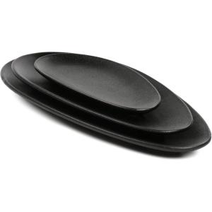imagevicrays Large Oval Serving Platters 16quot14quot10quot Porcelain Serving Platters for Party BBQStackable Serving Trays Serving Plates for Appetizers Sushi Restaurant Dessert Set of 3 BlueBlack