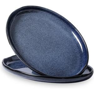imagevicrays Serving Platter Ceramic Tray Plates Extra Large Oval 145 Inch Porcelain Dinner Plates Long Serving Dish Set Entertaining Party Restaurant Food Meat Sushi Fish Turkey PlatterBlue