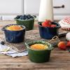 imageCreme Brulee Ramekins Ceramic Bowls  VICRAYS Mini Custard Cups 6 oz oven Safe Bowls Souffle Dishes for Baking Individual Casserole Dipping Sauce Pioneer Woman Bakeware Set of 6 GreenGreen