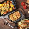 imageVICRAYS Ceramic Bakeware Set Porcelain Rectangular Lasagna Pans Casserole Dish Set for Baking Cooking Kitchen Cake Dinner Banquet and Daily Use 3 PCS 15 x 85 InchesBlueBlue