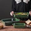 imageVICRAYS Ceramic Bakeware Set Porcelain Rectangular Lasagna Pans Casserole Dish Set for Baking Cooking Kitchen Cake Dinner Banquet and Daily Use 3 PCS 15 x 85 InchesBlueGreen
