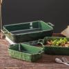 imageVICRAYS Ceramic Bakeware Set Porcelain Rectangular Lasagna Pans Casserole Dish Set for Baking Cooking Kitchen Cake Dinner Banquet and Daily Use 3 PCS 15 x 85 InchesBlueGreen