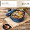 imageVicrays Casserole Dish with Lid  Ceramic Lasagna Pan Deep 2 Quart Round Baking Dishes Covered Bakeware for Oven Safe Serving Dish with Handles for Party Dinner Banquet Daily Use Blue