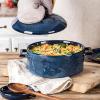 imageVicrays Casserole Dish with Lid  Ceramic Lasagna Pan Deep 2 Quart Round Baking Dishes Covered Bakeware for Oven Safe Serving Dish with Handles for Party Dinner Banquet Daily Use Blue