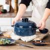 imageVicrays Casserole Dish with Lid  Ceramic Lasagna Pan Deep 2 Quart Round Baking Dishes Covered Bakeware for Oven Safe Serving Dish with Handles for Party Dinner Banquet Daily Use Blue