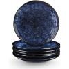 imagevicrays Ceramic Dessert Salad Plates 8 Inch Set of 6 Round Microwave Oven and Dishwasher Safe Scratch Resistant Porcelain Fluted Suitable for Snacks Appetizer Home Restaurant Cherry RedBlue