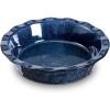 imagevicrays Ceramic Pie Pan for Baking  9 inch Pie Plate Round Fluted and Deep Pie Dish for Tart Pizza Apple Pie Quiche Pot Pies Cake  Reactive Glaze Starry BlueBlue