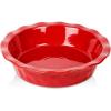 imagevicrays Ceramic Pie Pan for Baking  9 inch Pie Plate Round Fluted and Deep Pie Dish for Tart Pizza Apple Pie Quiche Pot Pies Cake  Reactive Glaze Starry BlueScarlet Red
